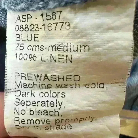 Cotton World 100% Linen Chambray Blue Pant With Belt Size Medium EUC! - Picture 5 of 5